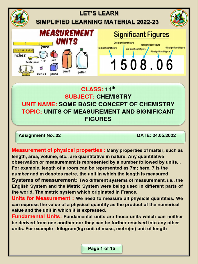 Chemistry Measurement Units Guide | PDF | Significant Figures | Measurement