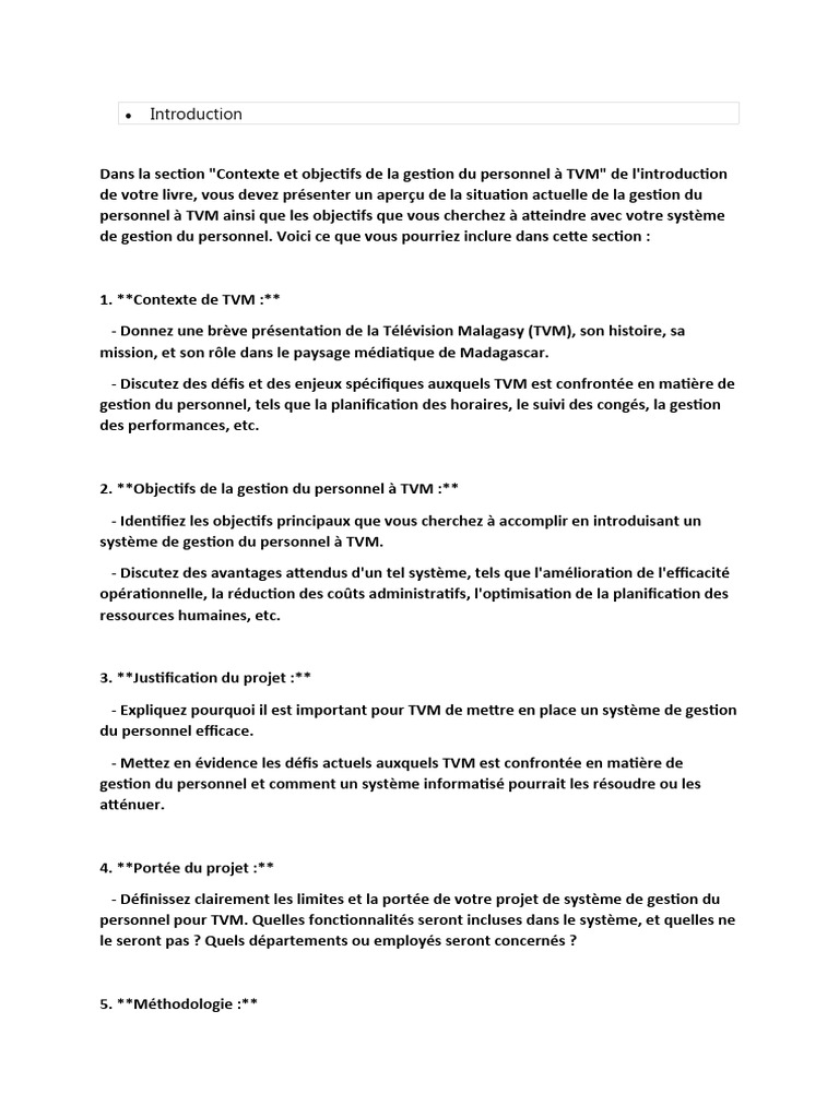 Gestion du personnel à TVM : enjeux et objectifs | PDF | Gestion des ...