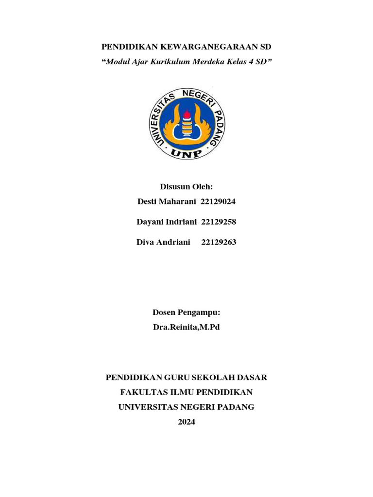 Modul Ajar PPKn Kelas 4 SD 2024 | PDF | Seni