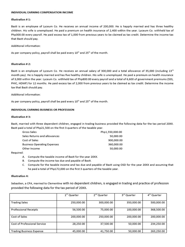12 - Income Taxation For Individual (Illustrations) | PDF | Payroll Tax ...