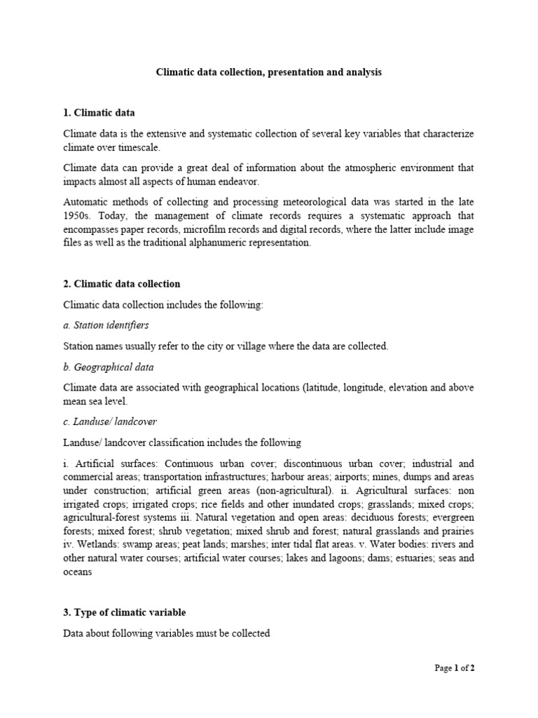 Climate Data Collection and Presentation | PDF | Climate | Lake