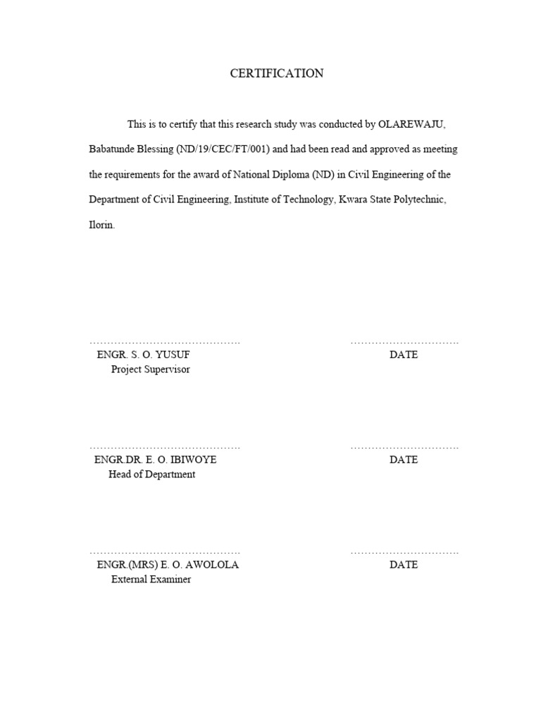 Civil Engineering ND Certification | PDF