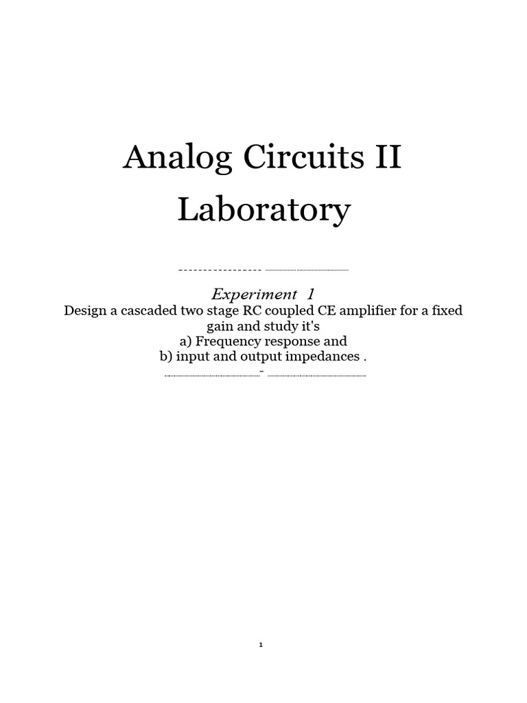 Two-Stage RC Coupled CE Amplifier | PDF | Amplifier | Bipolar Junction ...