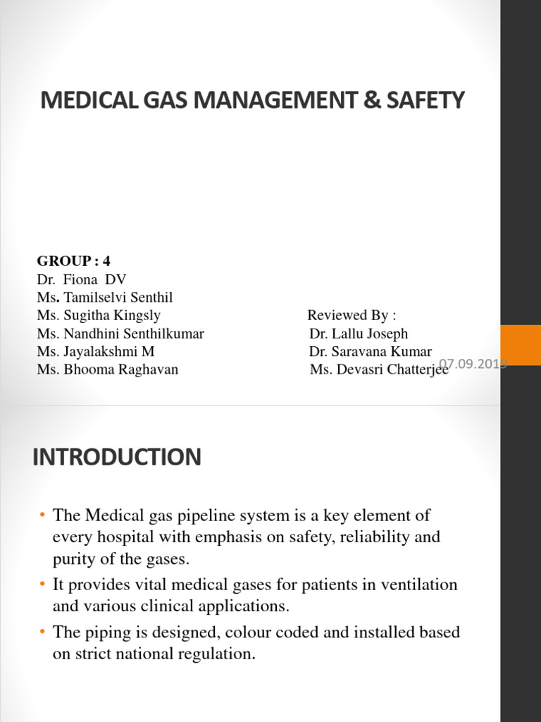 Medical Gas Management & Safety Overview | PDF | Leak | Atmosphere