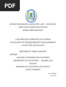 Budget Preparation Allocation and Utilization (A Case Study On Silte Zone Finance Organization