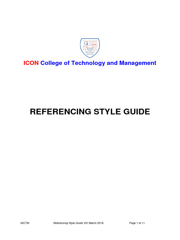 ICON Harvard Referencing March 2018 | PDF | Citation | Books