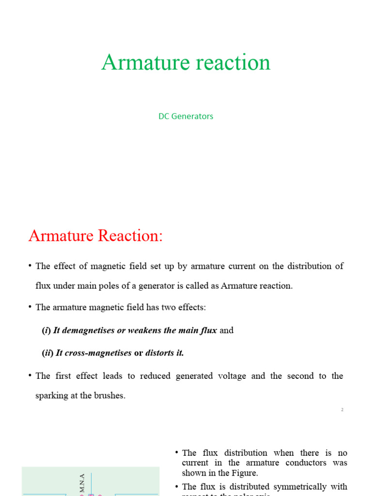 Armature Reaction in DC Generators PDF Physics Electrodynamics