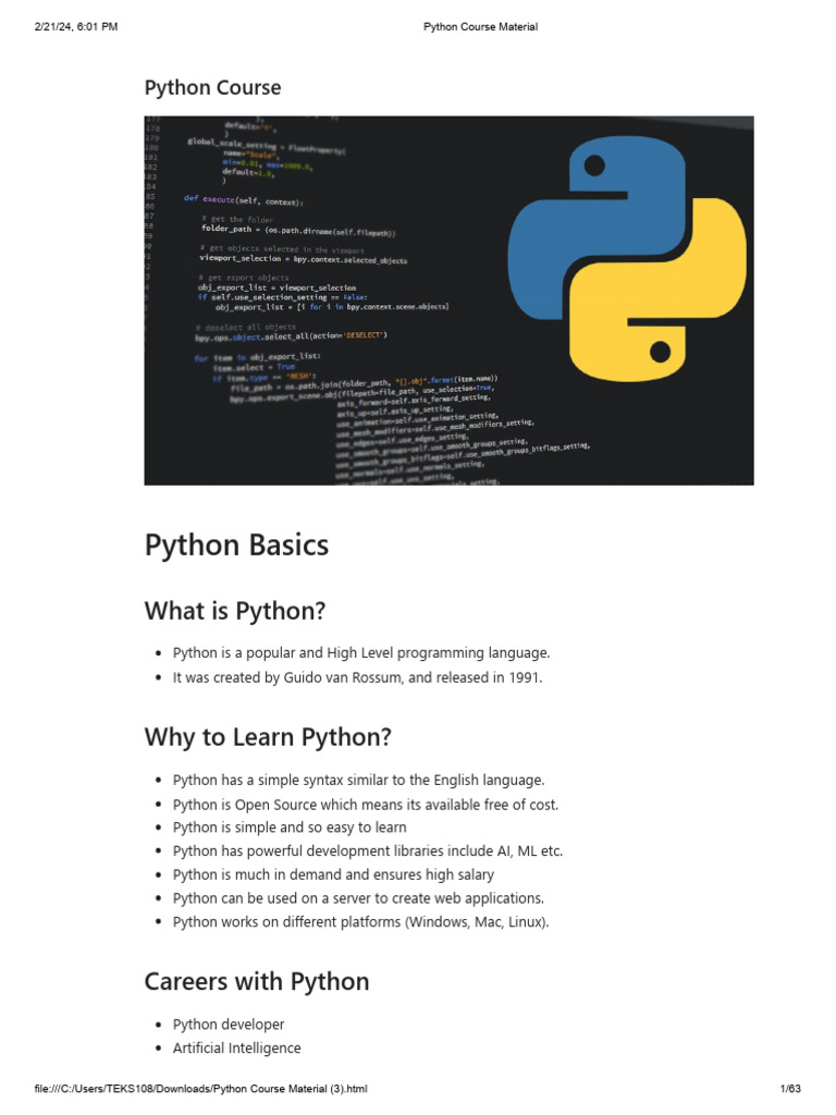 Python Material 1713000658 | PDF | Boolean Data Type | Variable ...