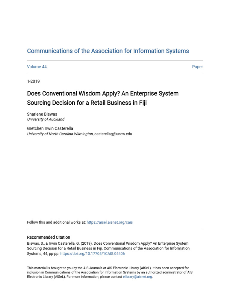 Does Conventional Wisdom Apply An Enterprise System Sourcing Dec LSZ ...
