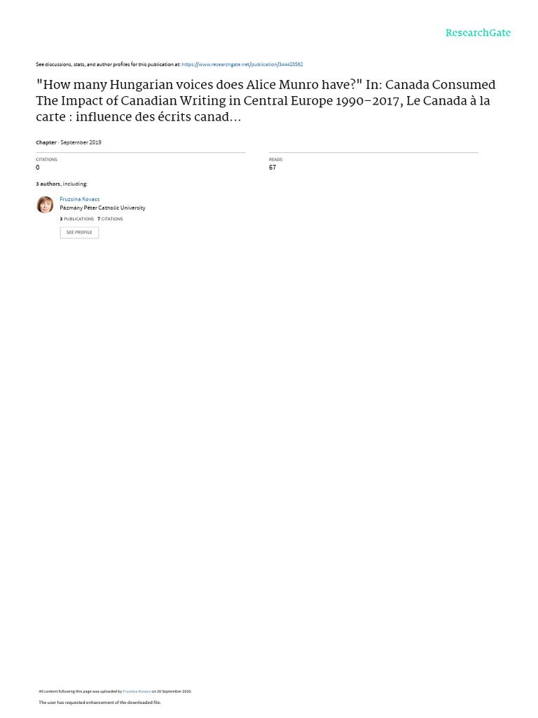 How Many Hungarian Voices Does Alice Munro Have In Canada Consumed