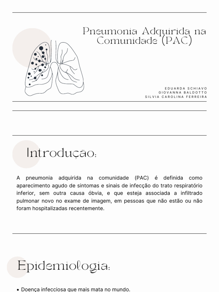 Pneumonia Adquirida Na Comunidade (PAC) | PDF | Infecção do trato ...