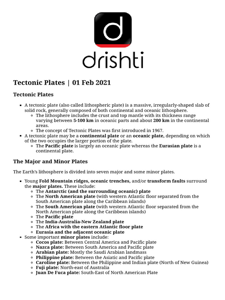 Tectonic Plates Pdf Plate Tectonics Structure Of The Earth