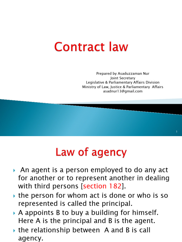 Contract Law Class (Agency) | PDF | Law Of Agency | Business
