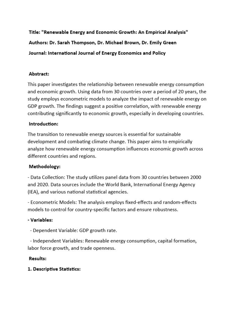 Renewable Energy Boosts GDP Growth | PDF | Economic Growth | Renewable ...