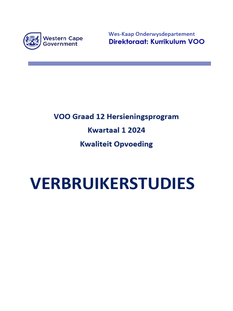Verbruikersstudie Gr12 Matriek Ondersteuning Materiaal 2024 Kwartaal 1 ...