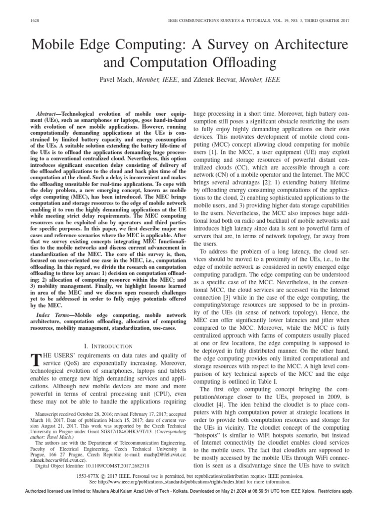 Mobile Edge Computing Insights | PDF | Computer Network | Cloud Computing