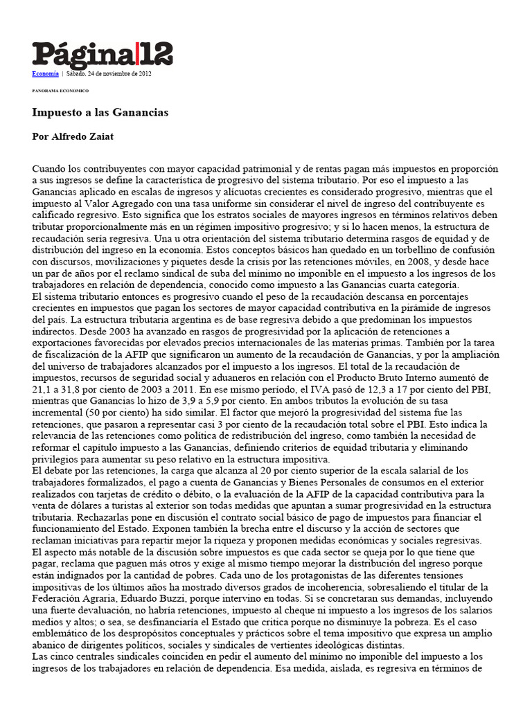 Impuesto A Las Ganancias - Zaiat | PDF | Impuestos | Impuesto sobre la ...