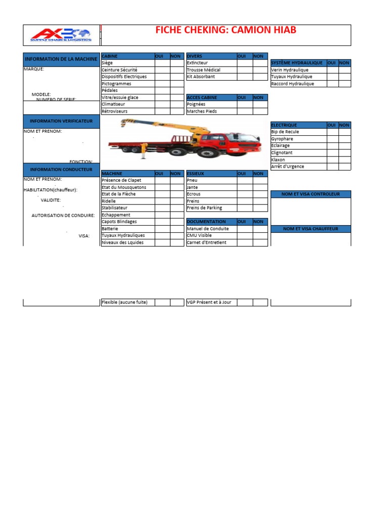 Fiche d'Inspection Camion HIAB | PDF | Véhicules terrestres ...