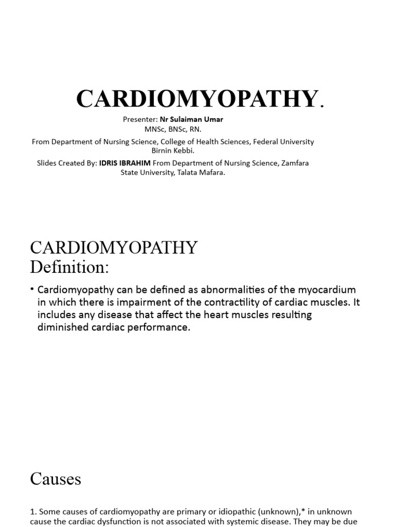 Cardiomyopathy Pdf Heart Heart Failure