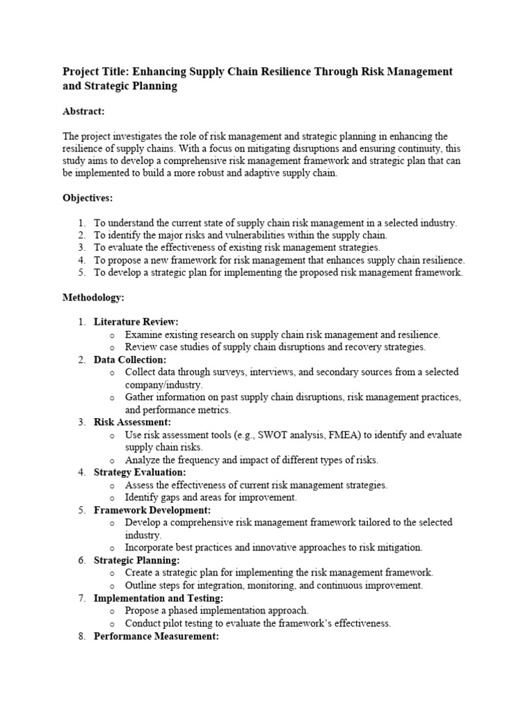 Supply Chain Resilience Framework Guide | PDF | Risk Management ...