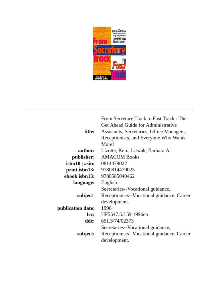 From Secretary Track To Fast Track The Get Ahead Guide For ...
