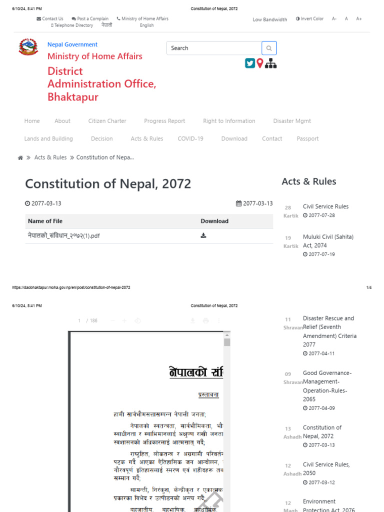 Constitution of Nepal 2072 Overview | PDF | Government