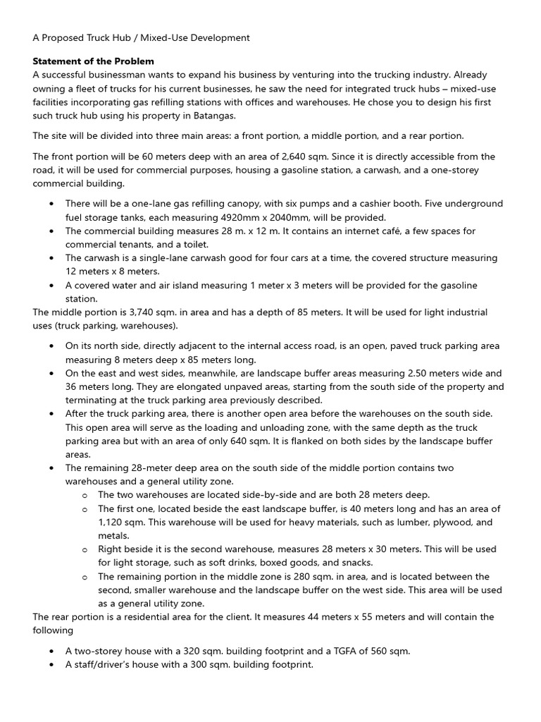 Truck Hub Development Proposal | PDF | Countertop