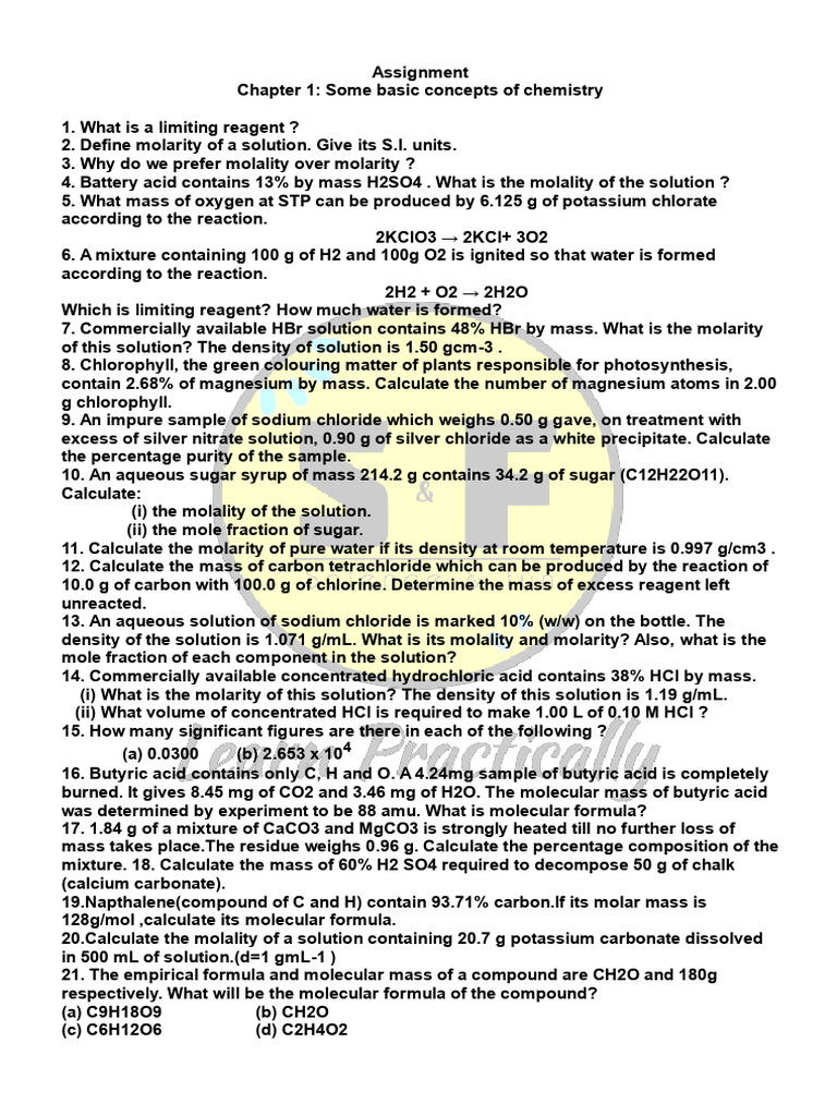 Chemistry Concepts and Calculations | PDF | Mole (Unit) | Molar ...