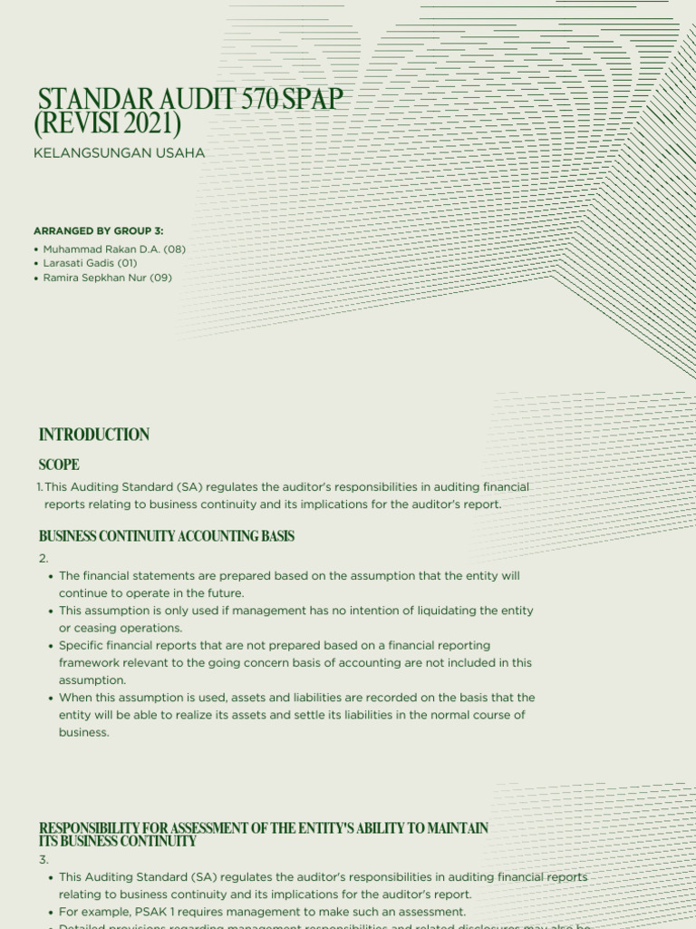 Audit Assignment Group 3 Pdf Going Concern Audit