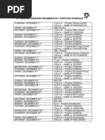 Penguins December 2011 Practice Schedule