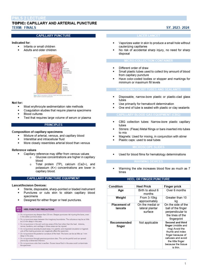 Capillary and Arterial Puncture | Download Free PDF | Artery | Thrombus