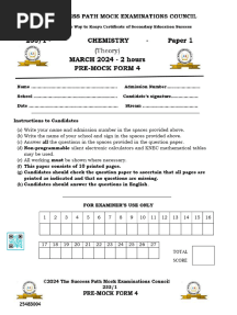 Chem PP1 QS Pre-Mock 2024