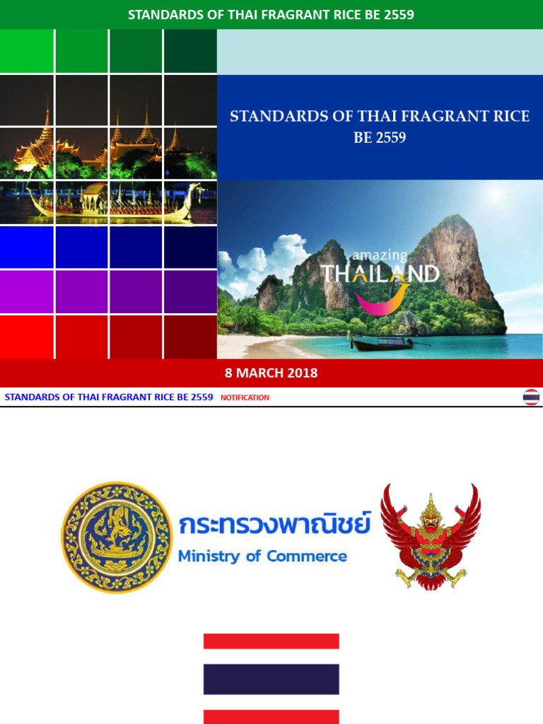 Thai Fragrant Rice Standards BE 2559 | PDF | Rice