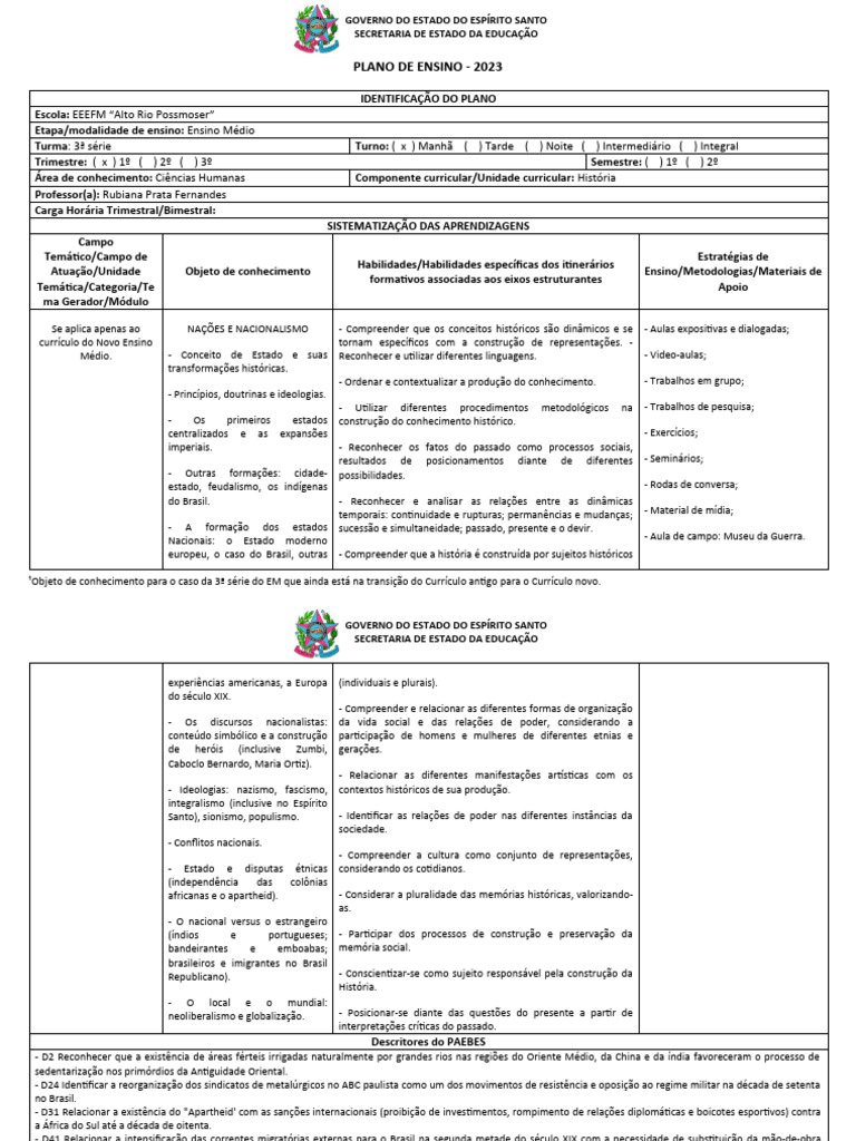 Plano de Ensino 3 em | PDF | Estado | Brasil