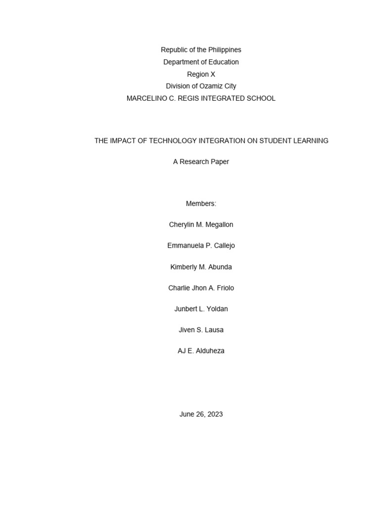 Impact of Technology on Student Learning | PDF | Educational Technology ...