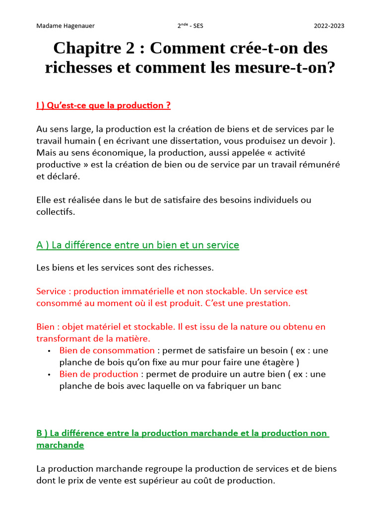 Production et mesure des richesses économiques | PDF | Valeur ajoutée ...