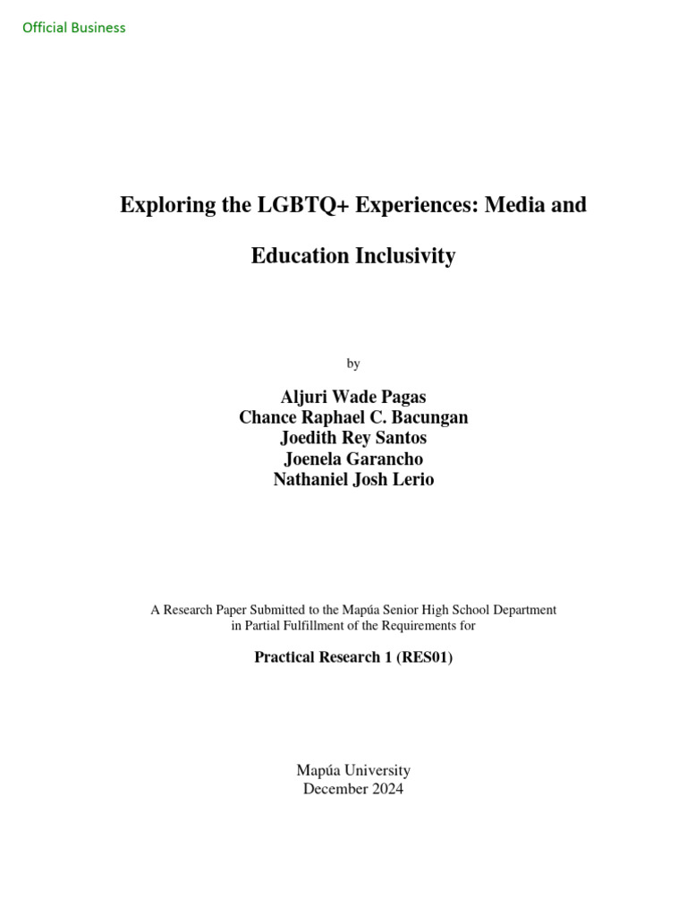 Exploring The LGBTQ+ Experiences: Media and Education Inclusivity | PDF ...