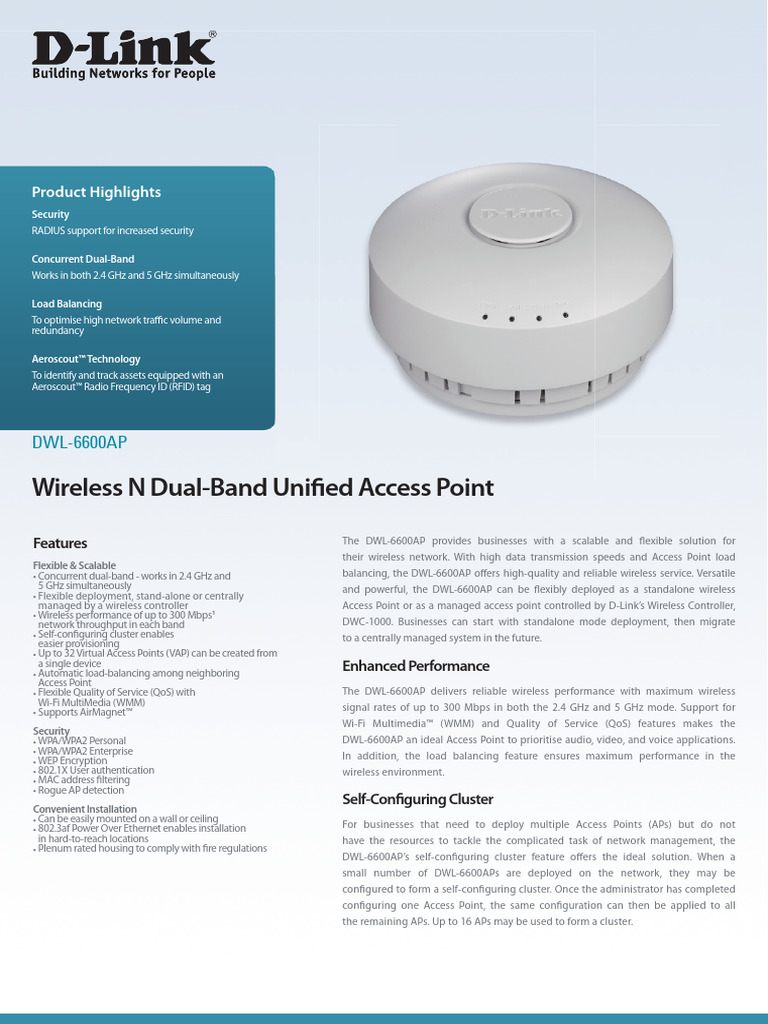 DLINK - DWL - 6600AP - Datasheet - EN | Download Free PDF | Wireless ...