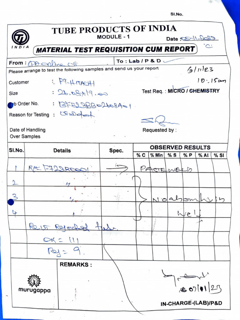 26.08 X 19.00 UT Rejection Micro Analysis Report | PDF | Computers