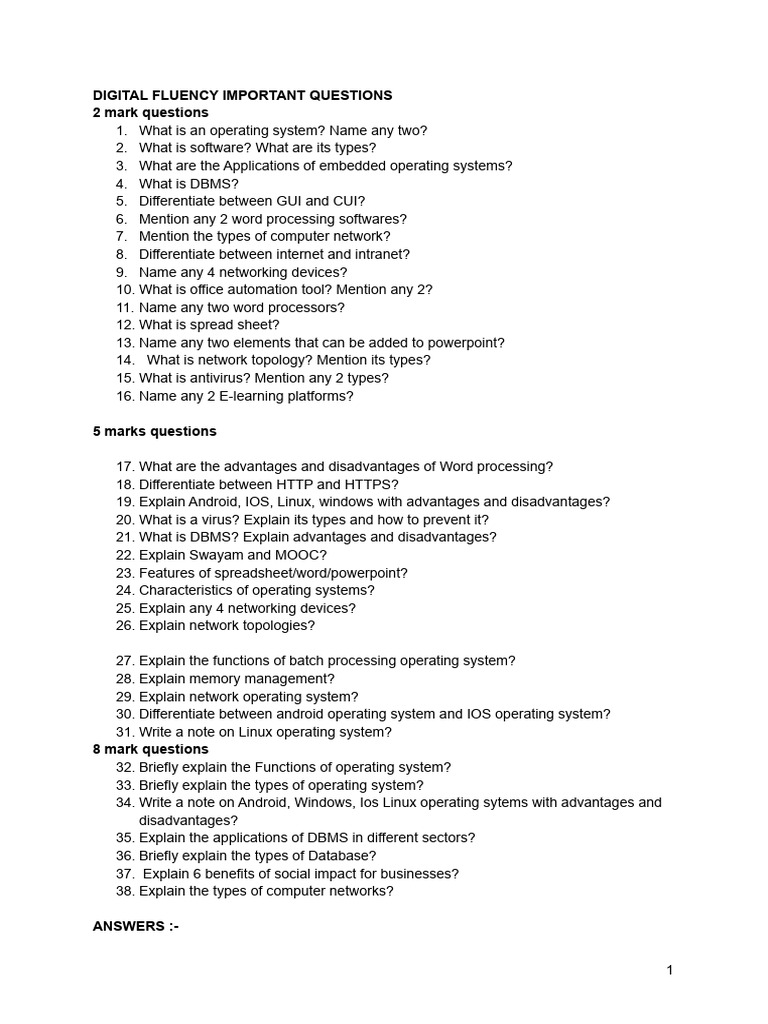 Essential Digital Fluency Questions | PDF | Computer Network ...