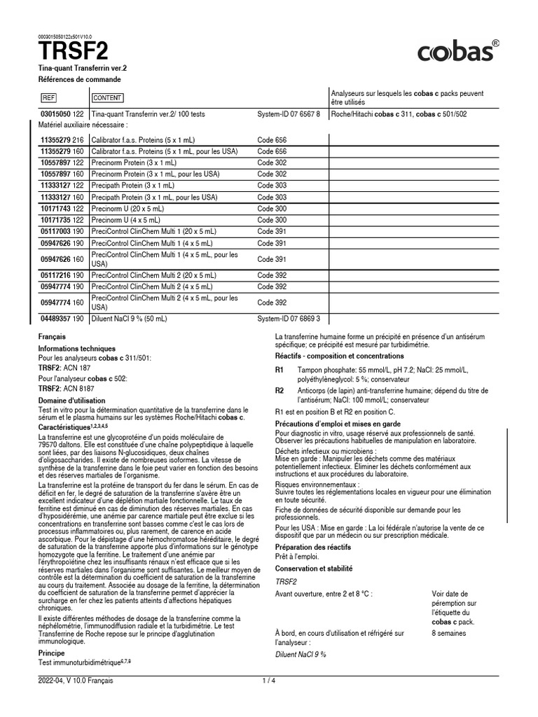 Coefficient de saturation de la transferrine | PDF | Bien-être ...