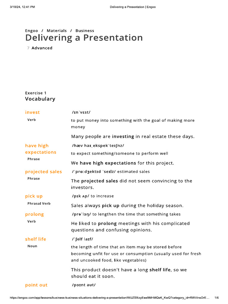 Delivering A Presentation - Engoo | PDF