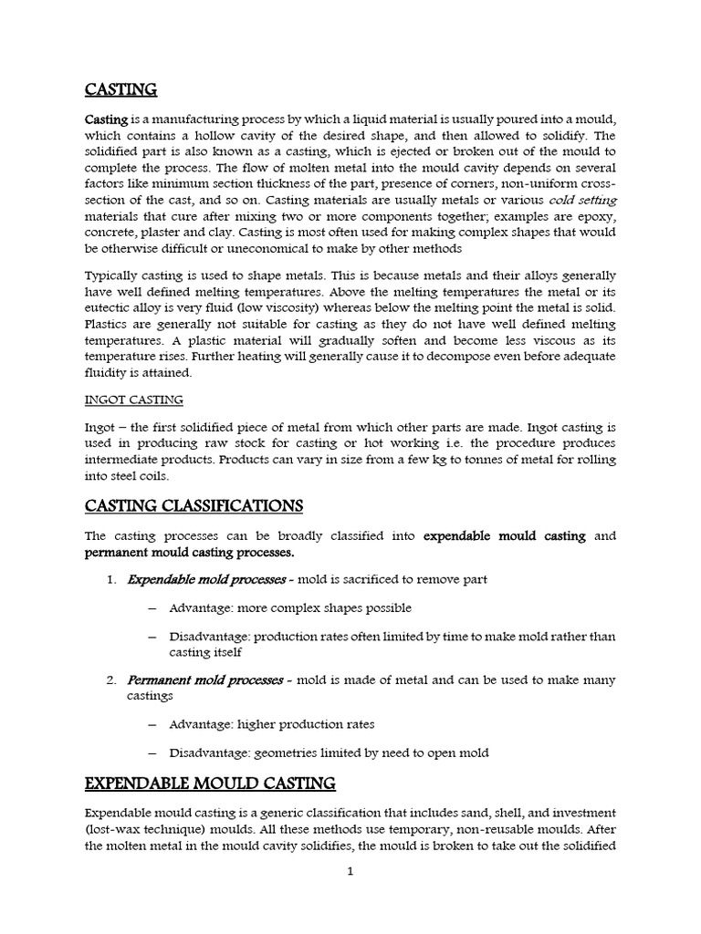 CASTING | PDF | Casting | Materials