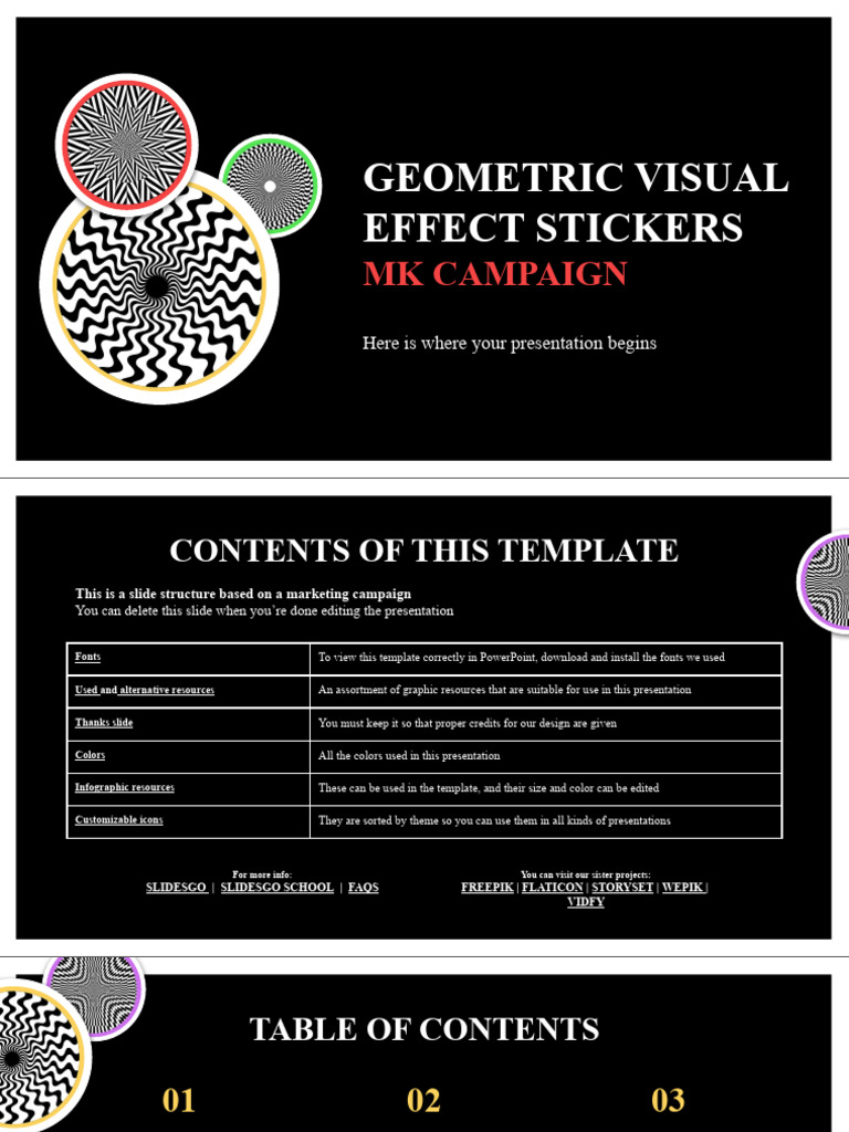 Geometric Visual Effect Stickers MK Campaign by Slidesgo | PDF ...