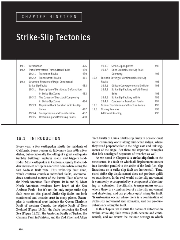 Understanding Strike-Slip Tectonics | PDF | Fault (Geology) | Plate ...