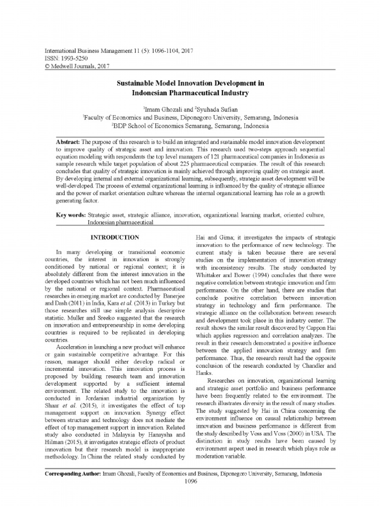 Sustainable Model Innovation Development in Indonesian Pharmaceutical ...