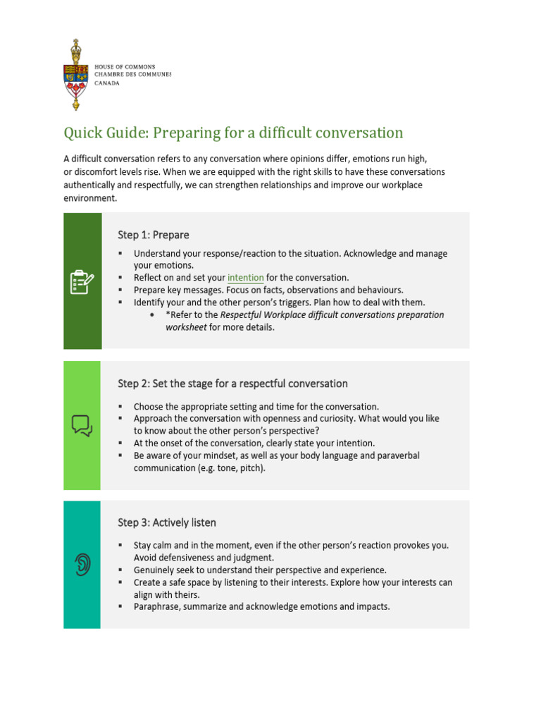 Preparing for Difficult Conversations | PDF | Emotions | Conversation
