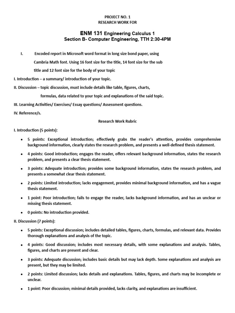 Research Work For 2nd Sem 2024engineering Cal1 For Computer Engng | PDF ...