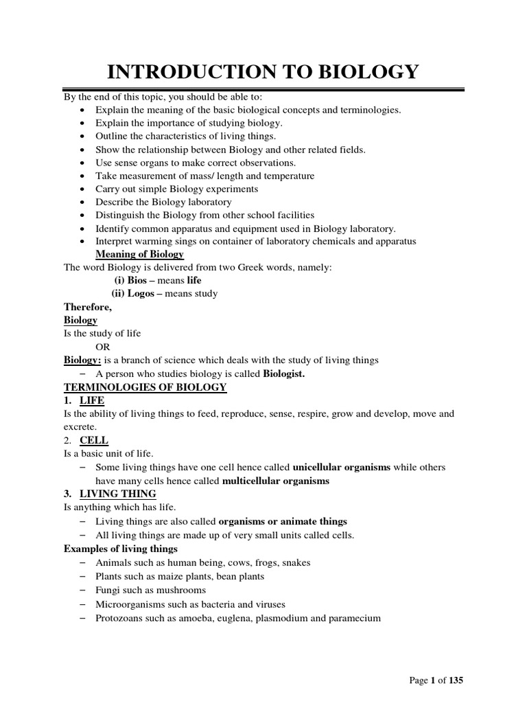 Biology form one notes pdf experiment fahrenheit