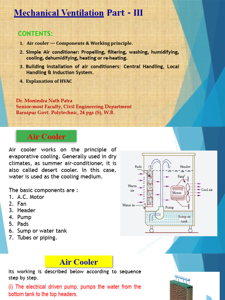 Mechanical Ventilation Final PT - DR M N Patra | PDF | Air Conditioning ...